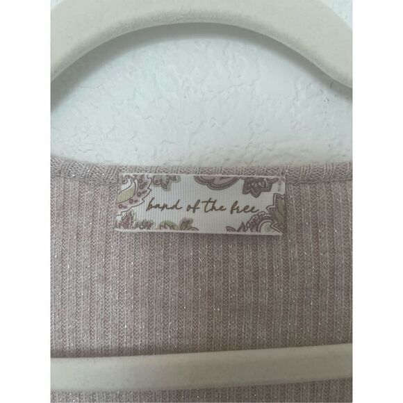 Free People Band of the Free Oatmeal Shimmer Ribbed Bodysuit NEW - Picture 3 of 5